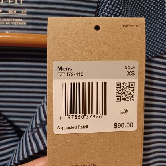 NEW NIKE MENS TOUR DRI-FIT GOLF POLO SHIRT BLUE STRIPE FZ7479 MENS XS - Picture 5 of 9